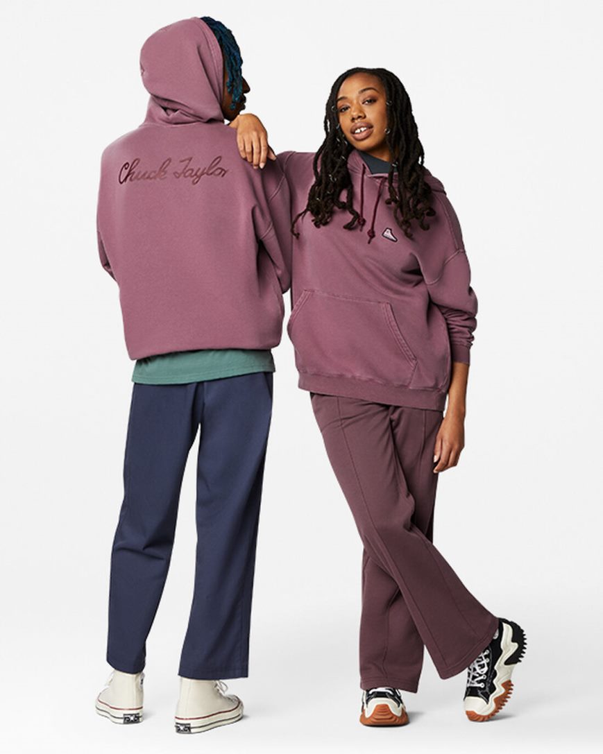 Women's Converse Go-To Sneaker Patch Loose Fit Pullover Hoodie Purple | AU C5139X